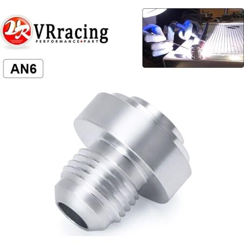 VR - Top Quality Aluminum AN6 -AN Straight Male Weld Fitting Adapter Weld Bung Nitrous Hose Fitting Silver VR-SL617-7206
