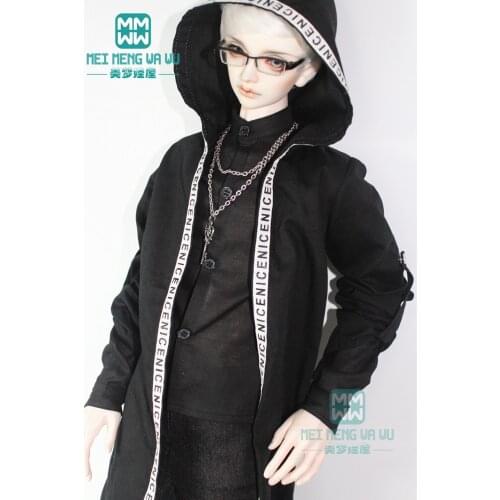 BJD doll clothes for 60-70cm BJD uncle black shirt, letter coat, trousers