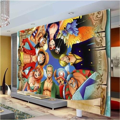 One Piece Wall Mural Japanese anime Custom Large Photo wallpaper Cartoon Room Decor wall Art Bedroom Childrens room Free ship