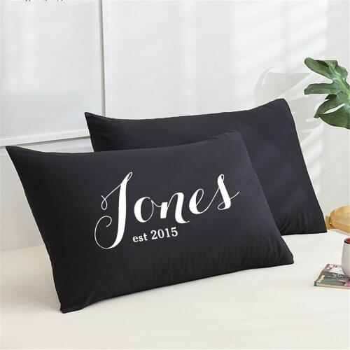48*74cm Personalized Name Cotton Pillowcase Home Bed Ornament Solid Color Pillow Cover Rectangle Pillow Case Custom Wedding Gift