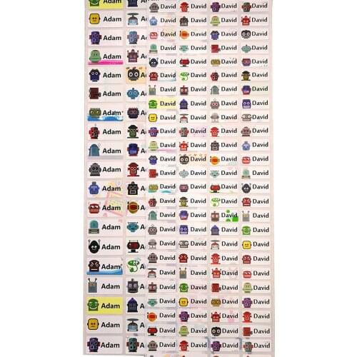 Custom Cartoon Name Stickers Water Proof Boy robot Labels Tags Children Stickers Business Labels stationery sticker