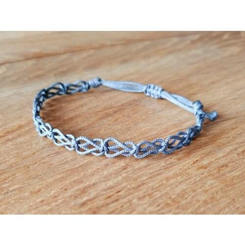 Handmade Adjustable Macrame Knitting Fashion Bangle Blue Gray Hand Knitted Bracelet Friend Wristband