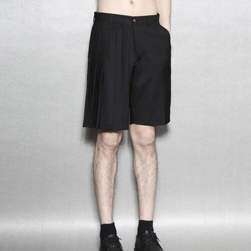 Gangfeng dark department, pleated asymmetric loose five-minute suit shorts man
