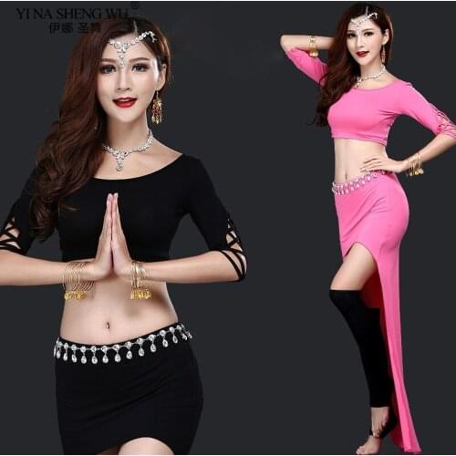 Women Belly Dance Costumes Modal Top+Long Dress Sexy Oriental Dance Daily Bellydance Practice Sets Clothing Dancewear Suit Show