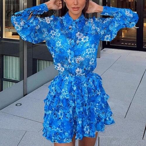 Boho Floral Print Skirt Set Autumn Women 2 Piece Sets Long Sleeve Shirt Ruffles Skirt Suit Casual Sweet Holiday Two Piece Outfit