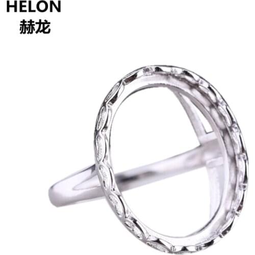 925 Sterling Silver Engagement Wedding Ring for Women 16x21mm Oval Cabochon Semi Mount Ring for Amber Agate Turquoise Setting