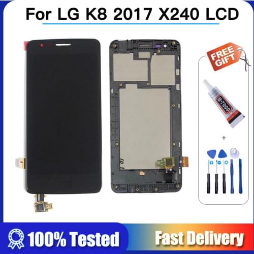 X240 LCD For LG K8 2017 Display with Frame Touch Screen for LG K8 X240 lcd Digitizer Assembly Replacement Parts 5.0 inch screen