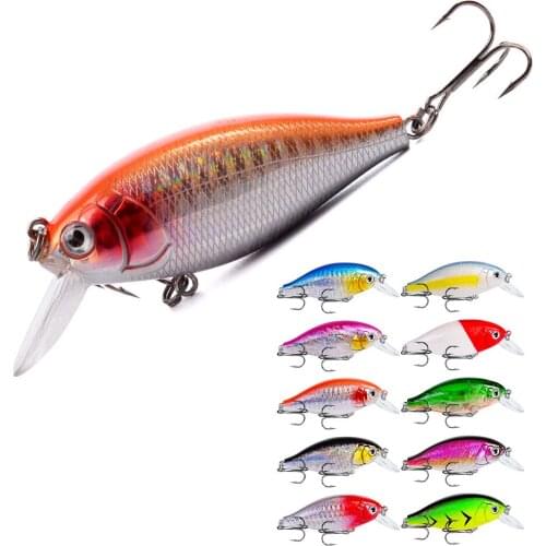1pcs Crankbait 10 color Fishing Bait Hard Fishing Lure 0.47oz-13.2g/7.5cm-2.95" Minnow Lure with 6# Hook Fishing Isca
