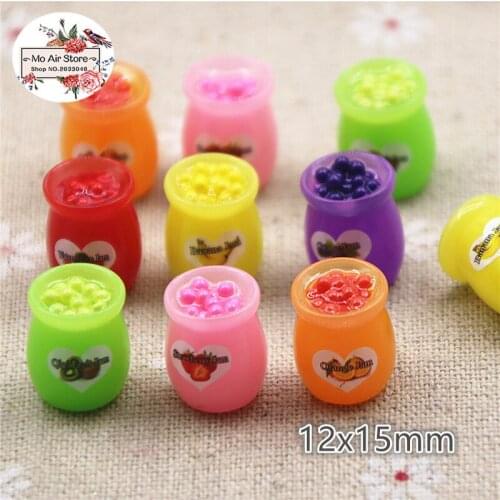 10pcs Resin Simulation 3D fruit-jam bottle Miniature Cabochon Miniature food Art Supply Decoration Charm Craft