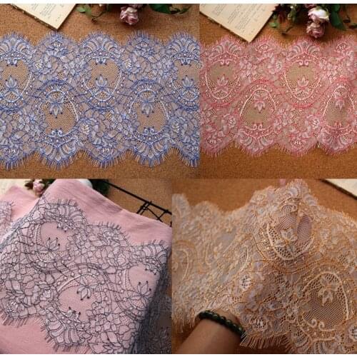 3meters/ lot Eyelash Lace Fabric 23cm DIY Decorative High Quality Nylon Eyelash Lace Trim Wedding Dress Fabric