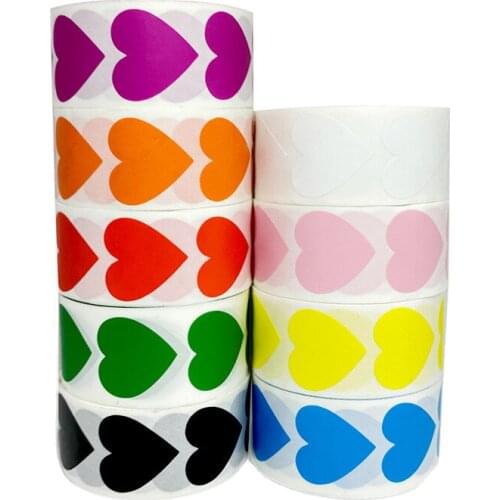 9 Rolls/Set Blank Sticker Colors Heart Shape Seal Labels Self Adhesive Paper Labels 2.5cm Gift Packaging Stickers Stationery