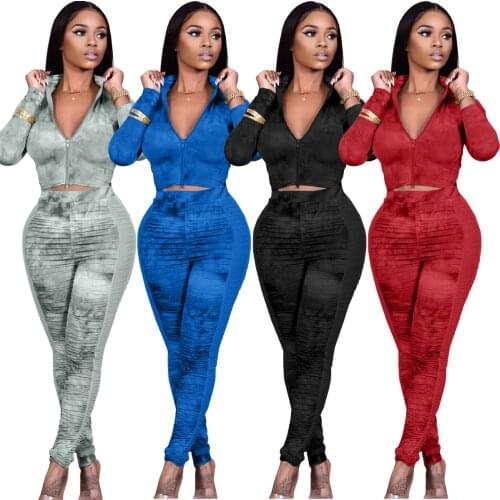 Adogirl Women Tie Dye Set Winter Long Sleeve Tracksuit 2 Piece Set Jogging Femme Matching Sets Casual Suit Plus Size 2020