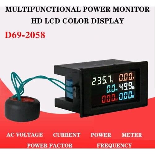 New Arrival Ammeter Volt Amp Power Kwh Frequency Factor 100A CT AC 80-300V Digital Power Factor Voltmeter Measuring Tools