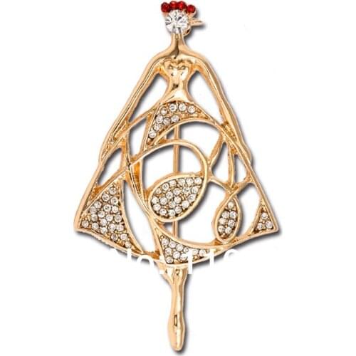 Free Shipping Cheap Jewelry Fashion Ballet Girl Wedding Dresses Rhinestone Brooch Pins For Kids Dress X1448