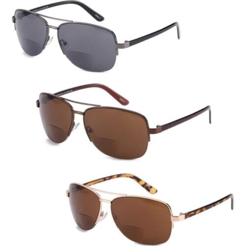 Men Women Bifocal Reading Glasses Sunglasses Sun Readers Half Frame Presbyopic