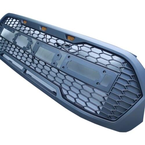 Front Bumper Grille For 2016-2018 Ford Everest Upgrade F150 Style, Black Grey Carbon Fiber Pattern ABS Material Car Racing Grill