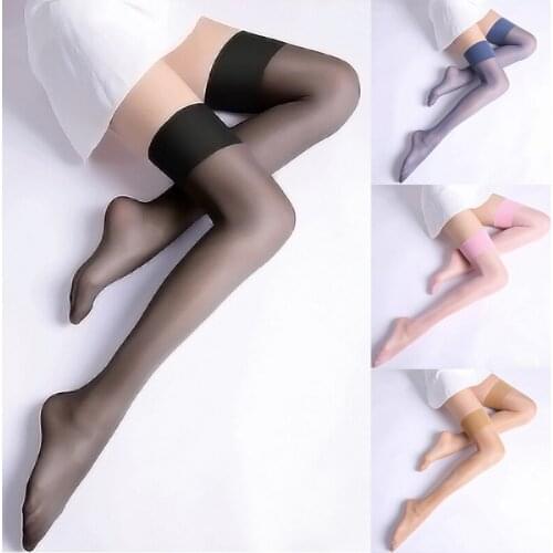 Elastic Stockings Oil Glossy Shiny High Stocking Transparent Over Knee Socks Thigh Night Club Sexy Women Stockings Lingerie