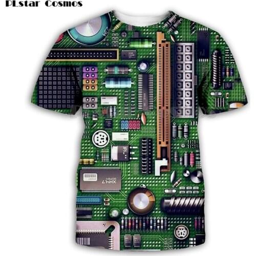 PLstar Cosmos Electronic chip Hip Hop tshirt Men 3d Full print t-shirts Harajuku Punk Style Summer short sleeve tee Women/Unisex
