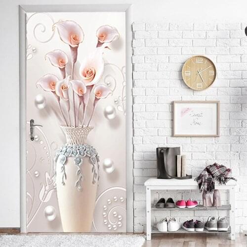 IMITATION 3d DOOR STICKERS NEW cHINESE VASE BEDROOM WOODEN DOOR RENOVATION REMOVABLE WALL STICKERS FOREIGN TRADE STICKERS CUSTOM
