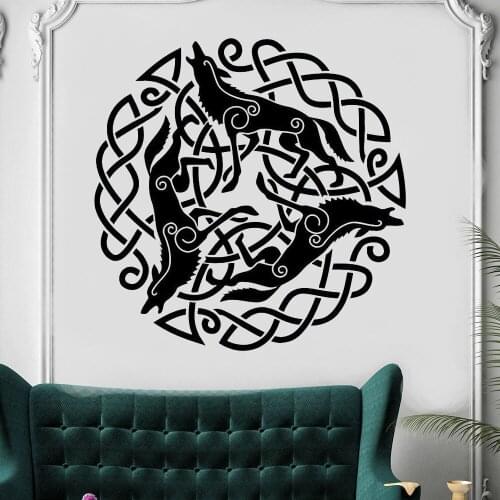Irland Wall Decals Vinyl Wall Decal Wall Sticker Vinyl Decal Pattern Wolf Druid Irish Irela Mural Vinyl Removable Ru-352