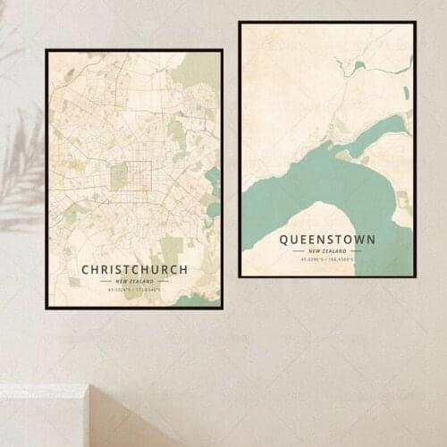 Christchurch city map Queenstown city map HD Print Fashion Painting Minimalist Decorative Picture Interior decoration painting