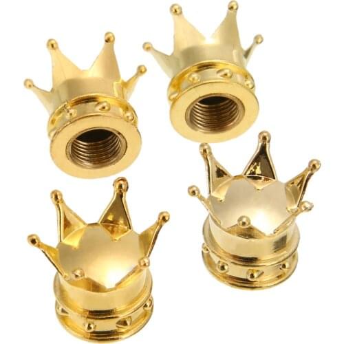 Wheel Tire Parts 4pcs Crown Car Wheel Tyre Tire Air Valve Stem Cap Gold ABS Vent Dust Cover
