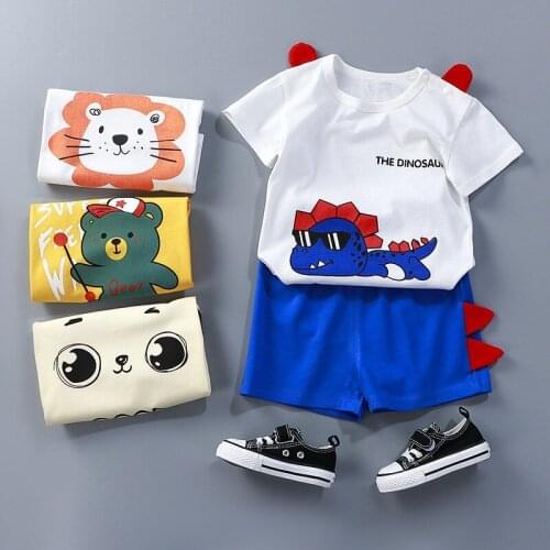 Summer Boys Girls Short Sleeve Shorts Set Children Cotton T-shirt + Shorts Two Piece Babys Clothes 0-4 Years Old Clothing Set