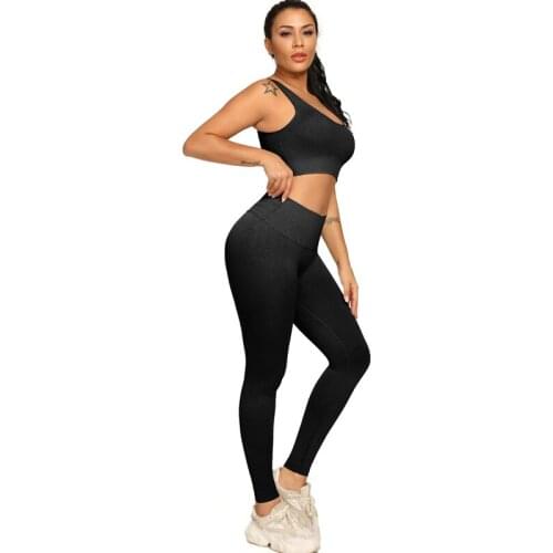 Sexy Women Sport Suit 2PCS Cropped Top Fitness Running Gym Clothes Womens Tracksuits Bra Female Two Piece Set Workout Legging