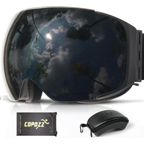 COPOZZ Brand Magnetic Snowboard Ski Goggles with Case 100% Anti-fog UV400 Double lens Protection Men and Women Snow Ski Glasses