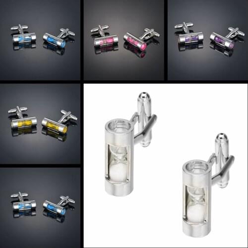 Trendy 5 color hourglass cufflinks for mens shirt cuff links jewelry Simple lawyer twins cufflinks buttons gifts