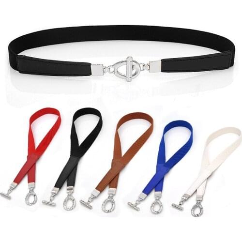 Fashion Women Belt Metal Buckle Thin Belts For Lady Female Skinny Elastic Waist Belt Dress Apparel Accessories