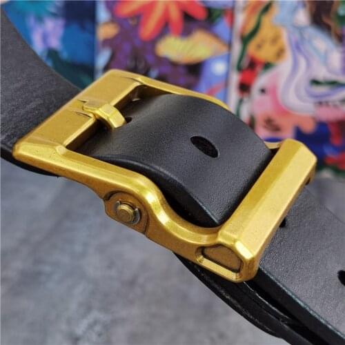 Solid Brass Belt Buckle Retro Style Mens Belt Thick Leather Belt Men Ceinture Belt For Men Long Waist Vintage Belt Men MBT0133