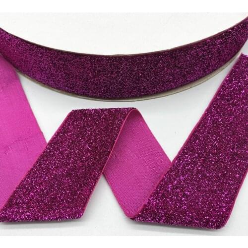 NEW 6--38mm Glitter Velvet Ribbon No Elastic Single Face Ribbon Headband Clips Bow Decoration # 08