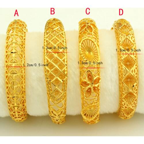 New Arrival Dubai Gold Bangles Women Men 24k Gold Color Bangles&Bracelet African/Ethiopian/Arab/Kenya/Middle East Wedding Gifts