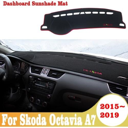 Car Dashboard Avoid Light Pad Instrument Platform Desk Cover Mat Carpets Trim For Skoda Octavia A7 2015 -2019 Accessories