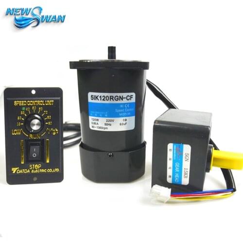 51K120RGN-CF 120W AC Gear Reducer Motor Speed regulating motor 1 PH 50 HZ AC 220V,100 RPM to 50 RPM with Speed Controller