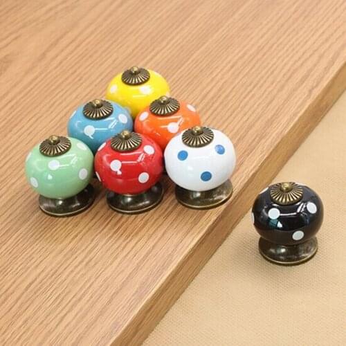 7 colors pumpkin ceramic furniture knobs red black blue orange ceramic drawer cabinet knobs pulls bronze dresser door handles