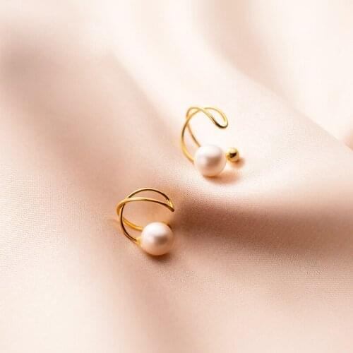 La Monada Synthetic Pearl Clip On Earrings Women Hoop Fine Jewelry 925 Sterling Silver Cross Ear Clip Earrings For Women Korean