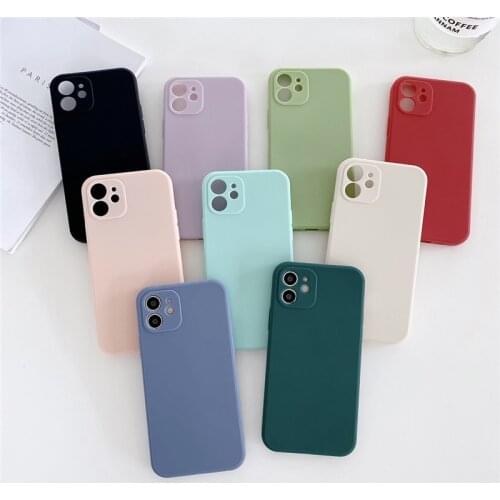 Ottwn Candy Color Silicone Phone Case For iPhone 12 Pro Mini Max 11 Pro Max 7 8 Plus X XR XS SE 2020 Shockproof TPU Back Cover