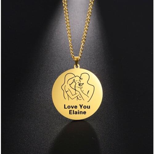 Sipuris Personalized Baby Name Necklace Custom Engrave Name Necklace Stainless Steel Jewelry For Mother Baby Family Best Gifts