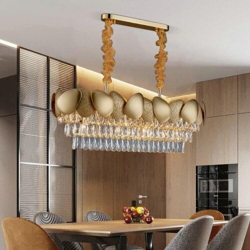 Nordic rectangular crystal LED chandelier lighting living room kitchen hanging lights luxury high-quality restaurant chandelier