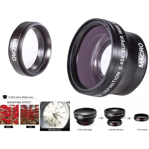 0.45X Super Wide Angle Lens w/ Macro for Olympus E-PL10 E-PL9 E-PL8 E-PL7 E-PL6 E-PL5 E-PL3 E-PM2 E-PM1 with 14-42mm Lens Camera
