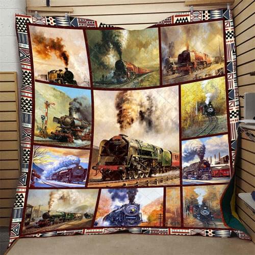 3D Train Quilt Vintage Classic Comfortable High End Kids School Adults Bed Summer Autumn Quilt Hot Selling Dropshipping