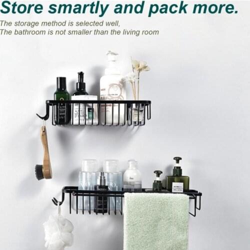 Bathroom Kitchen Punch Corner Frame Shower Shelf Wrought Iron Shampoo Storage Rack Holder With Suction Cup Bathroom Accessories