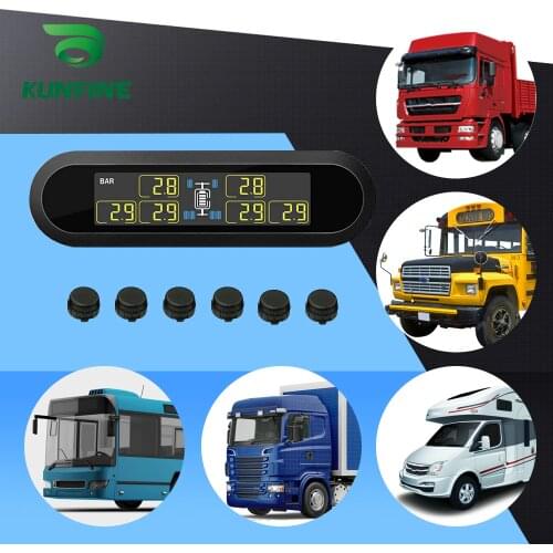Universal Smart Truck TPMS Tyre Pressure Monitoring System Cigarette Lighter Digital LCD Display Auto Security Alarm 6 sensors