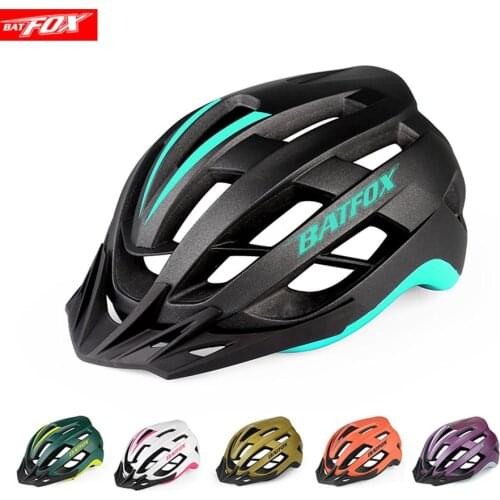 BATFOX Bicycle Helmet MTB Road Cycling Bike Ultralight Integrally-molded Men Women Matt Black Helmets With Sun Visor Bike Helmet