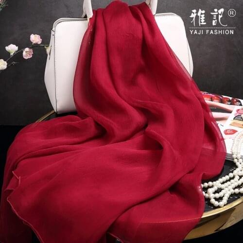 Wine Red Female Silk Scarf Women Long Scarf Plain Solid Soft Hangzhou Elegant 100% Silk Scarf Shawl