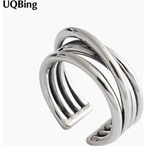 Vintage Geometric Multi-layer Cross Women 925 Sterling Silver Rings For Christmas Gifts 2020