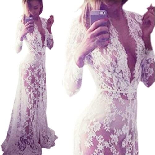 Pregnant women skirt v neck backless long dress sexy lace V-neck perspective