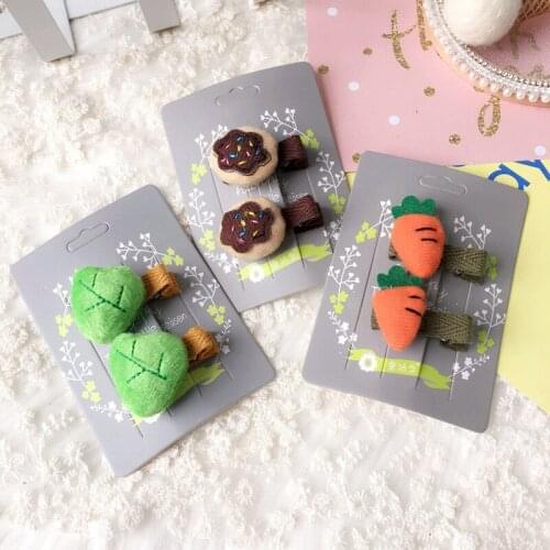 New 12pairs/LOT Felt Kids Hair Clips Girls Green Leaves Shape Hairpins Girls Hair Clips Hair Grips Cartoon Mushroom Clips 24pcs